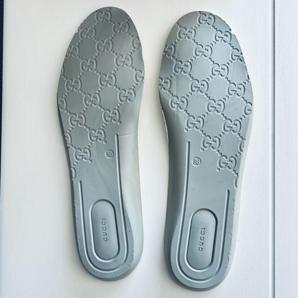 Gucci Silver Quilted Leather Bee Web Ace Crystal Embellished Platform Sneakers - Picture 10 of 16